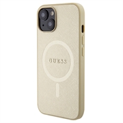 iPhone 15 Guess Saffiano Hybrid Cover - MagSafe Kompatibel - Beige