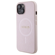 iPhone 15 Guess Saffiano Hybrid Cover - MagSafe Kompatibel - Pink