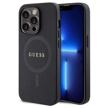 iPhone 15 Pro Guess Saffiano Hybrid Cover - MagSafe Kompatibel - Sort