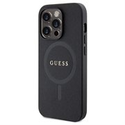iPhone 15 Pro Guess Saffiano Hybrid Cover - MagSafe Kompatibel - Sort