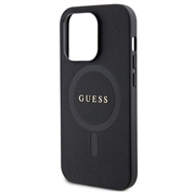 iPhone 15 Pro Guess Saffiano Hybrid Cover - MagSafe Kompatibel - Sort