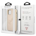 Guess Saffiano Vintage Script iPhone 12/12 Pro Cover - Guld