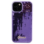 iPhone 15 Guess Sequin Script Logo Cover - Lilla