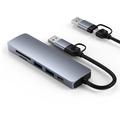 HC-13FL USB-C/USB-A-multiporthub - USB 3.0, 2xUSB 2.0, SD/TF-kortlæser, USB-C - Grå