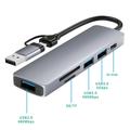 HC-13FL USB-C/USB-A-multiporthub - USB 3.0, 2xUSB 2.0, SD/TF-kortlæser, USB-C - Grå