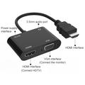 HDMI til HDMI & VGA adapter m microUSB port til strøm og 3.5mm mini jack