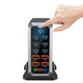 HHW 660W GaN 10-port USB-C opladerstation med display - 6xUSB-C, 4xUSB-A - Sort