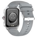 HK80 Smart Watch med buet AMOLED-skærm, Bluetooth-opkald, sundhedsmåler og NFC - Sølv