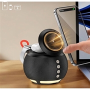 HT-571 5-i-1 magnetisk trådløs oplader med Bluetooth-højttaler og natlampe - sort