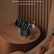 HT-571 5-i-1 magnetisk trådløs oplader med Bluetooth-højttaler og natlampe - sort