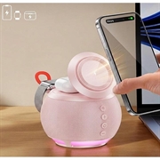 HT-571 5-i-1 magnetisk trådløs oplader med Bluetooth-højttaler og natlampe - lyserød