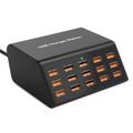 HW15 USB-opladerstation med 15 porte og digitalt display - 100W - Sort