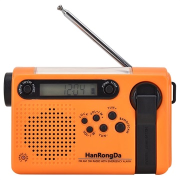HanRongDa HRD-900 Campingradio med Lommelygte og SOS Alarm - Orange