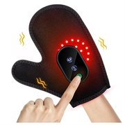 Håndmassagehandske med rødt lys og varme - 24 LED-perler, 3 vibrationsindstillinger og LCD-kontrolpanel