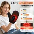 Håndmassagehandske med rødt lys og varme - 24 LED-perler, 3 vibrationsindstillinger og LCD-kontrolpanel