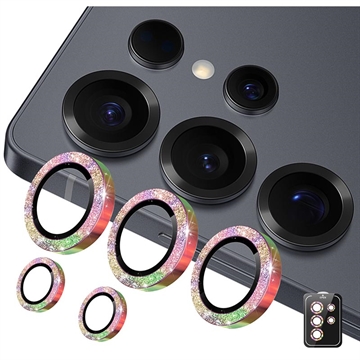 Samsung Galaxy S26 Ultra Hat Prince Glitter Kamera Linse Beskytter - Farverig