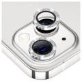 Hat Prince Glitter iPhone 14/14 Plus Kamera Linse Beskytter - Sølv