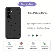 Samsung Galaxy A37 Slim TPU-cover med hjertemønster - sort