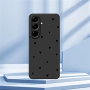 Samsung Galaxy A37 Slim TPU-cover med hjertemønster - sort