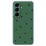 Samsung Galaxy A37 Slim TPU-cover med hjertemønster - Grøn / Sort