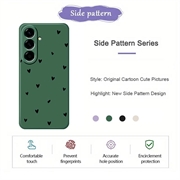 Samsung Galaxy A37 Slim TPU-cover med hjertemønster - Grøn / Sort