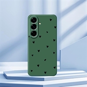 Samsung Galaxy A37 Slim TPU-cover med hjertemønster - Grøn / Sort