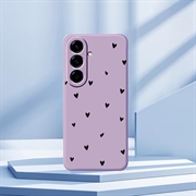 Samsung Galaxy A37 Slim TPU-cover med hjertemønster - Lilla / Sort
