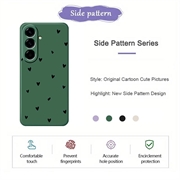 Samsung Galaxy A57 Slim TPU-cover med hjertemønster - Grøn / Sort