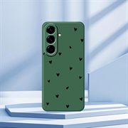 Samsung Galaxy A57 Slim TPU-cover med hjertemønster - Grøn / Sort