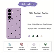 Samsung Galaxy A57 Slim TPU-cover med hjertemønster - Lilla / Sort