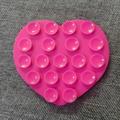 Hjerteformet dobbeltsidet silikone-sugekopholder til smartphones - Hot Pink