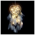 Hjerteformet Væghængning Drømmefanger LED Lampe - Hvid