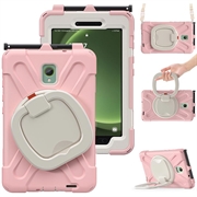 Samsung Galaxy Tab Active5 Heavy Duty 360 Cover med Håndrem - Pink / Hvid