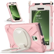Samsung Galaxy Tab Active5 Heavy Duty 360 Cover med Håndrem - Pink / Hvid