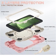 Samsung Galaxy Tab Active5 Heavy Duty 360 Cover med Håndrem - Pink / Hvid