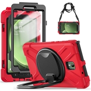 Samsung Galaxy Tab Active5 Heavy Duty 360 Cover med Håndrem - Rød / Sort