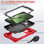 Samsung Galaxy Tab Active5 Heavy Duty 360 Cover med Håndrem - Rød / Sort