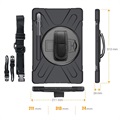 Samsung Galaxy Tab S7+/S8+ Heavy Duty 360 Cover med Håndrem - Sort