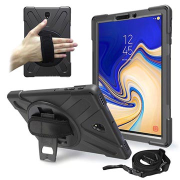 Samsung Galaxy Tab S4 Heavy Duty 360 Cover med håndrem - Sort