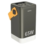 Hepu XXL HP211 60000mAh Powerbank med 2xUSB-C PD, 4xUSB-A - 65W - Sort