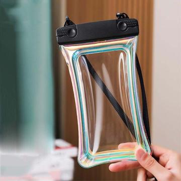 Holografisk flydende vandtæt smartphone-etui med snor - sort