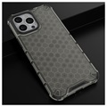 Honeycomb Armored iPhone 14 Pro Hybrid Cover - Sort