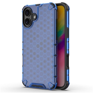 iPhone 16 Plus Honeycomb Armored Hybrid Cover - Blå