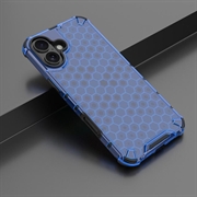 iPhone 16 Plus Honeycomb Armored Hybrid Cover - Blå