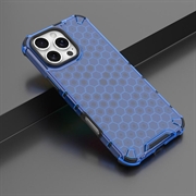 iPhone 16 Pro Max Honeycomb Armored Hybrid Cover - Blå