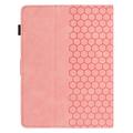 Honeycomb-mønstret universelt tablet-etui med kortholdere - 10" - Pink