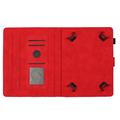 Honeycomb-mønstret universelt tablet-etui med kortholdere - 10" - rød