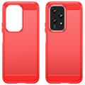Honor 200 Lite Børstet TPU Cover - Karbonfiber - Rød