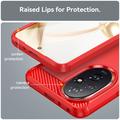 Honor 200 Pro Børstet TPU Cover - Karbonfiber - Rød