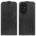 Honor 200 Pro Vertikal Flip Taske med Kortholder - Sort